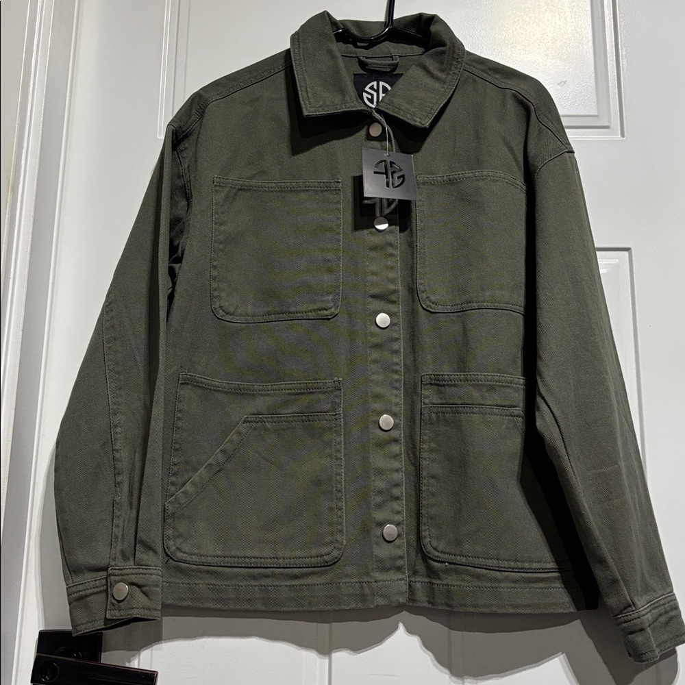 Stitch Fusion Twill cotton chore jacket,snap front,chest pockets,6 front pockets